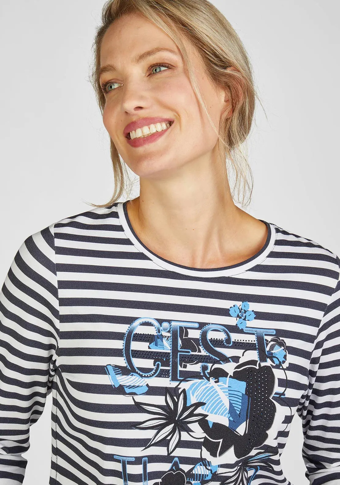 111354- Cest Print Stripe Top - Rabe