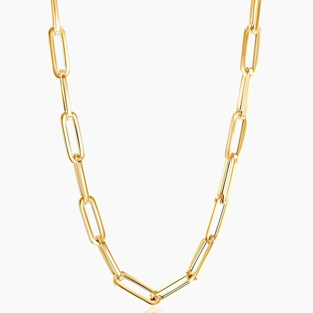 14K Gold Large Gold Paper Clip Necklace 4.2mm