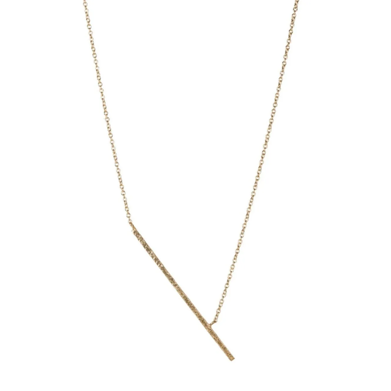 18K Gold Asymmetrical Textured Rain Stick Necklace