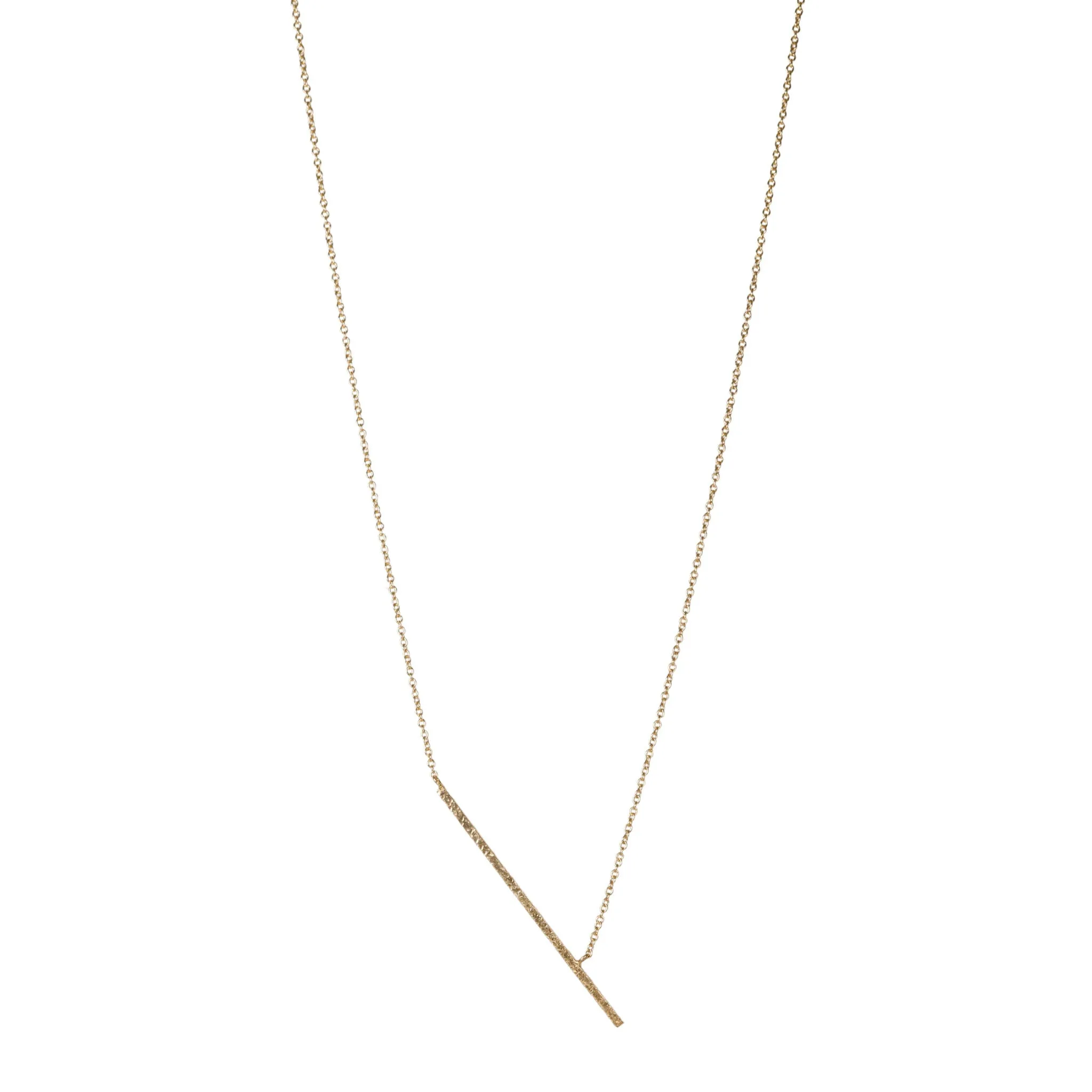 18K Gold Asymmetrical Textured Rain Stick Necklace