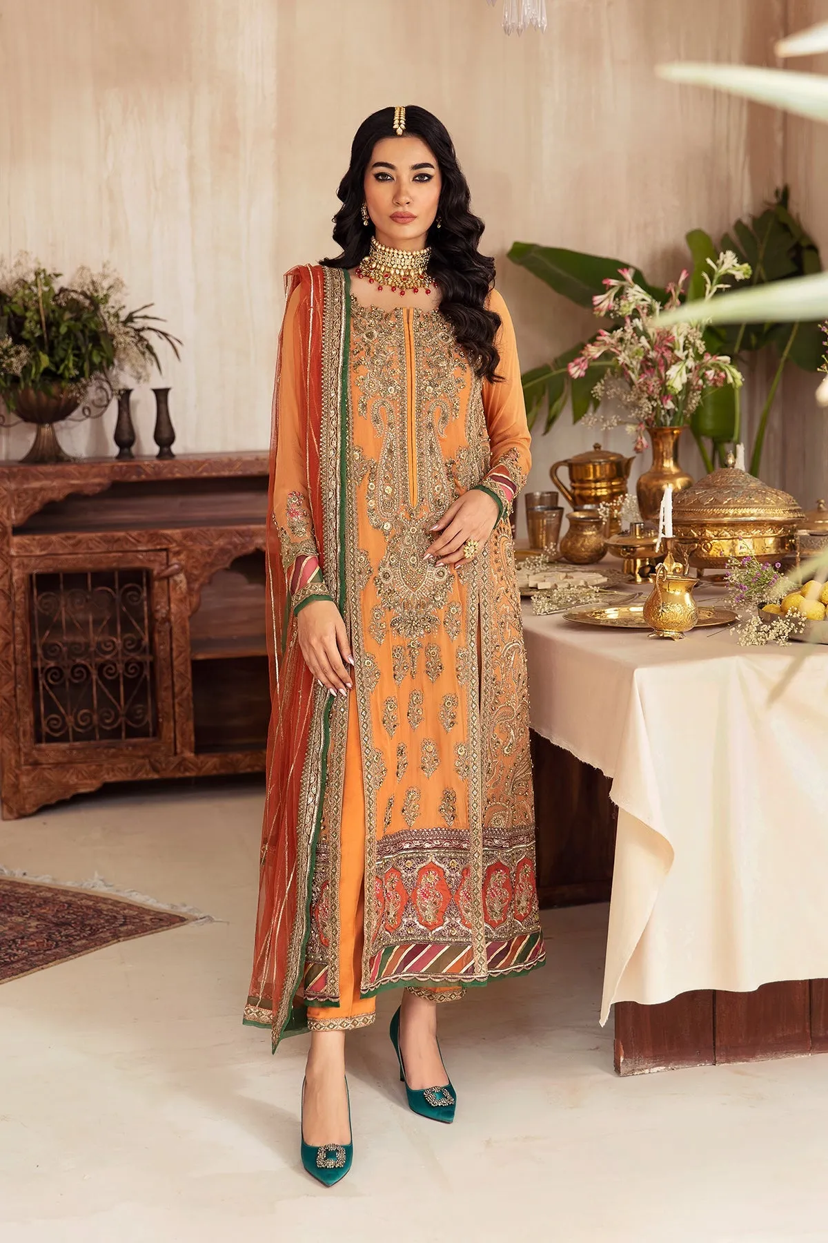 3-PC Unstitched Embroidered Shirt & Formal Chiffon Dupatta DJ4-05