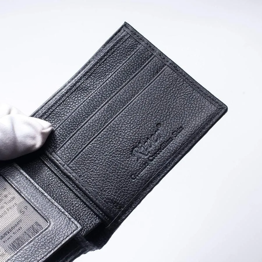 Black Backbone Crocodile Skin Mens Wallet