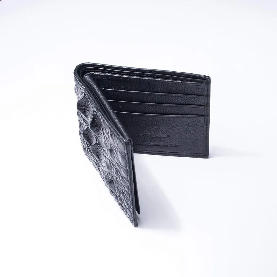 Black Backbone Crocodile Skin Mens Wallet