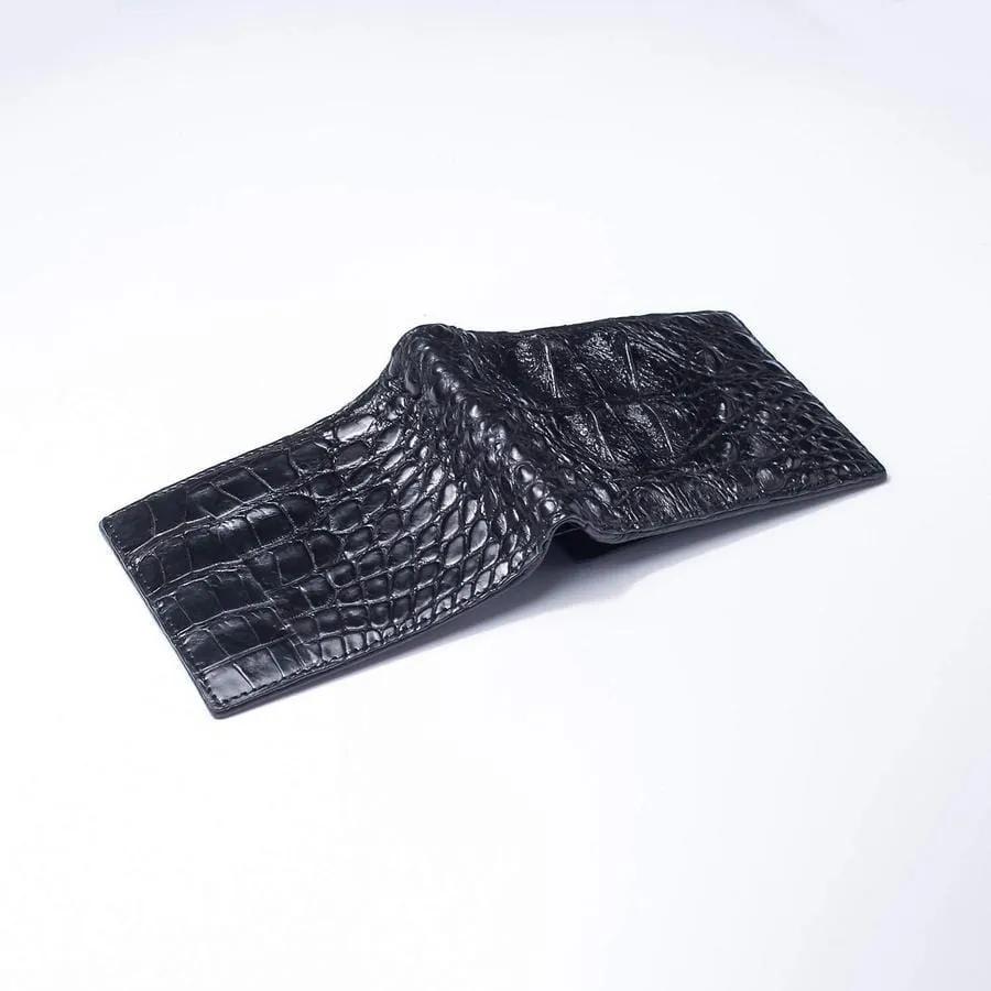 Black Backbone Crocodile Skin Mens Wallet