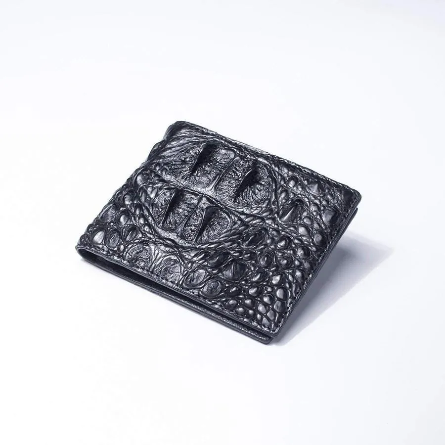 Black Backbone Crocodile Skin Mens Wallet