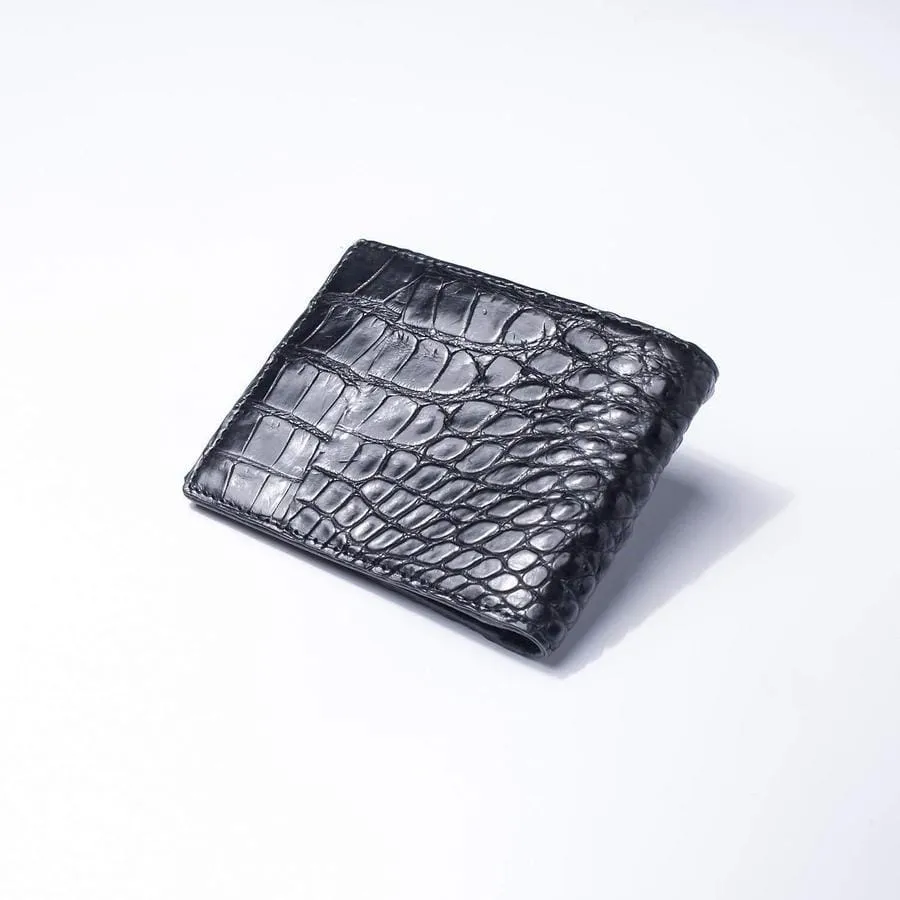 Black Backbone Crocodile Skin Mens Wallet