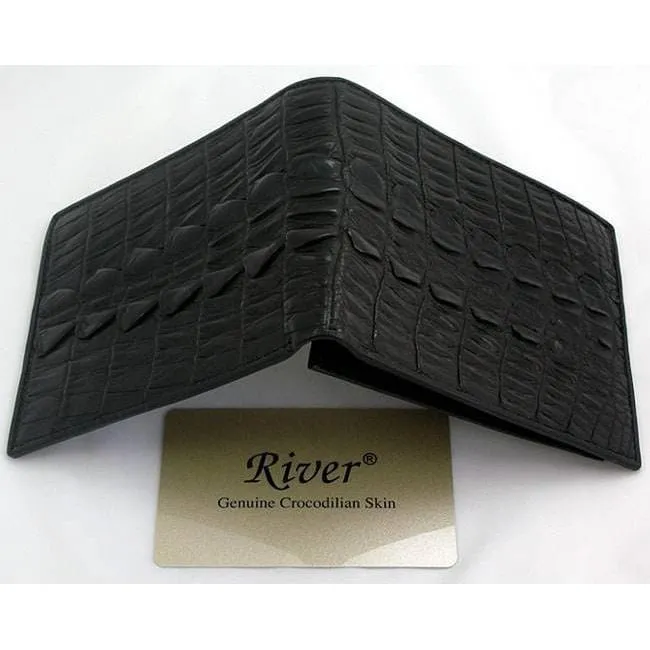 Black Crocodile Tail Leather Mens Wallet