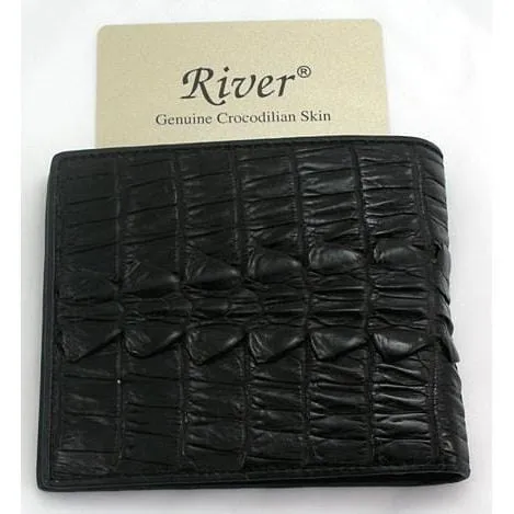 Black Crocodile Tail Leather Mens Wallet