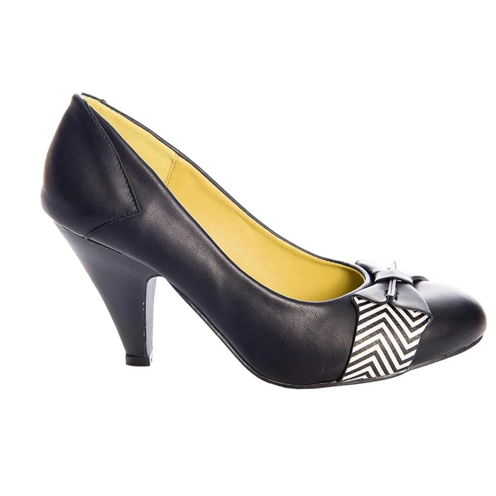 Black Vintage 50s Bow Detail Court Shoes