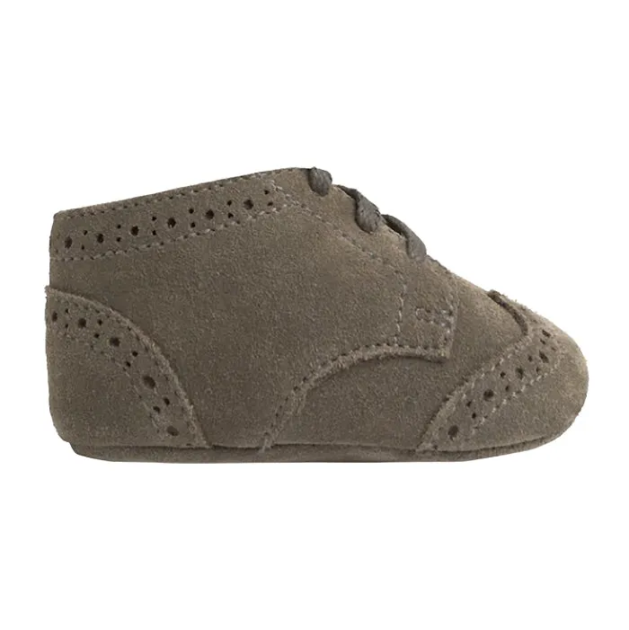 Bonpoint Baby Small Leather Shoes Khaki Grey