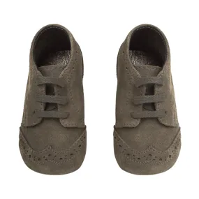 Bonpoint Baby Small Leather Shoes Khaki Grey