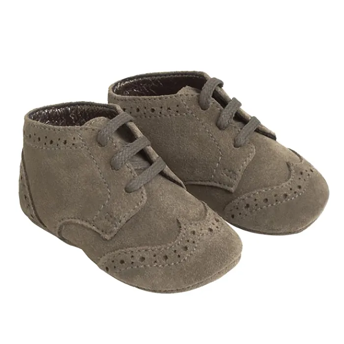 Bonpoint Baby Small Leather Shoes Khaki Grey