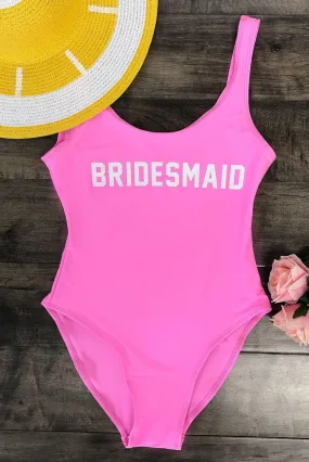 Bridesmaid  One Piece Swimsuit  Pink