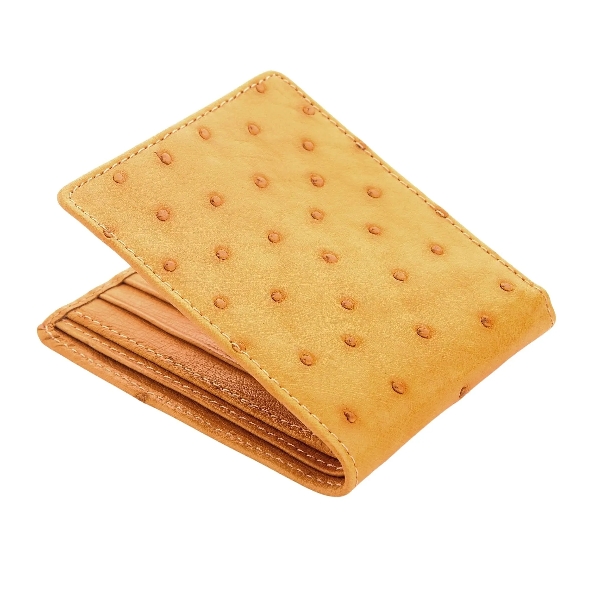 Butter Tan Genuine Ostrich Leather Wallet