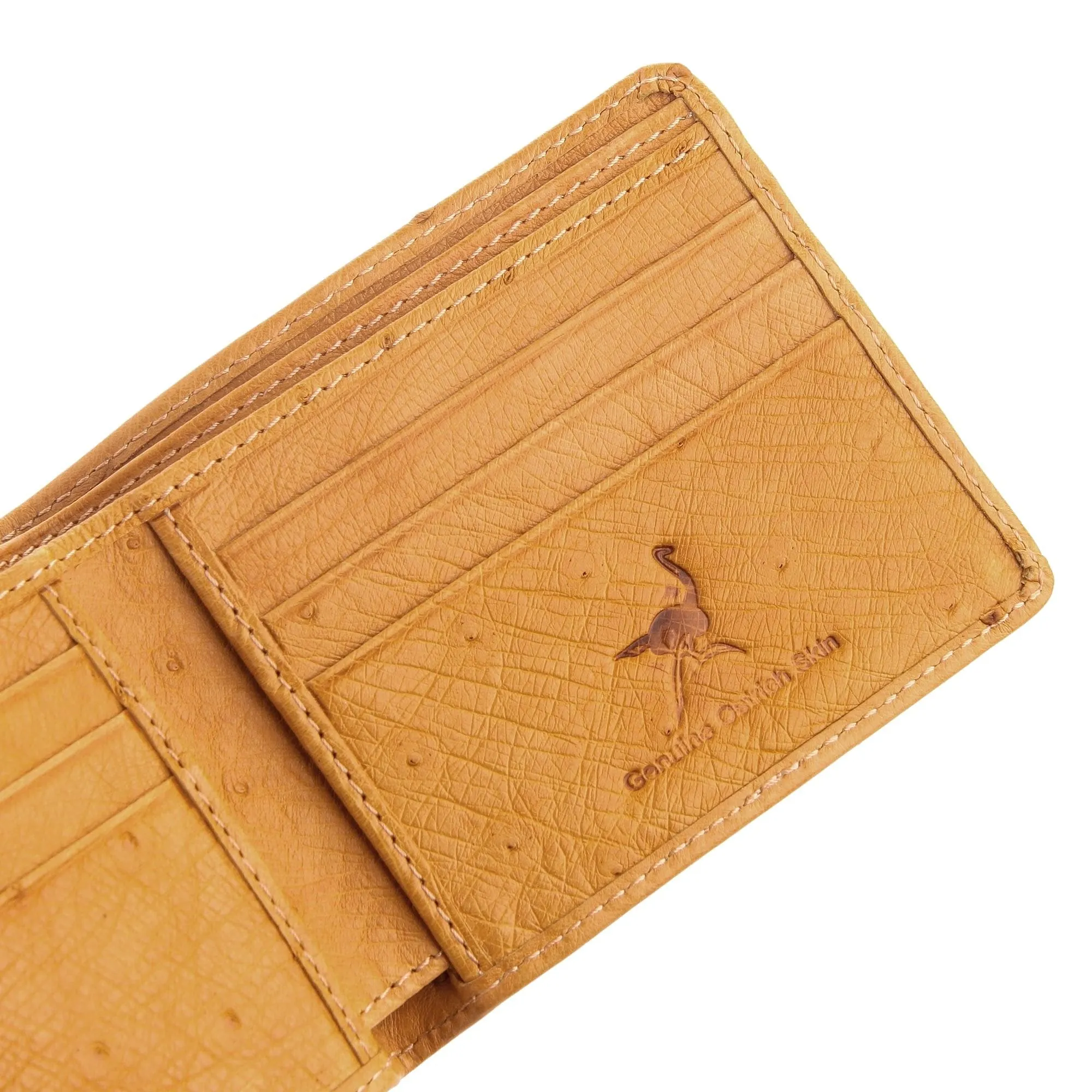 Butter Tan Genuine Ostrich Leather Wallet