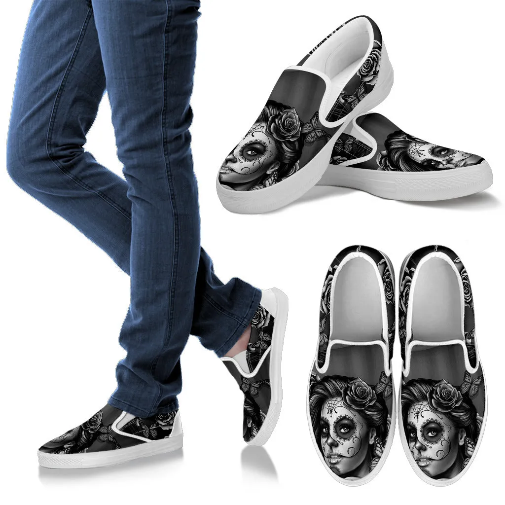 Calavera Sugar Skull Women's Slip On Shoes