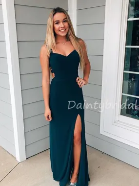 Charming Spaghetti Strap Side Slit Long Prom Dresses Evening Dresses.DB10507