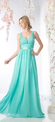 Cinderella Divine  Mint Sexy Sleeveless Chiffon Long Dress