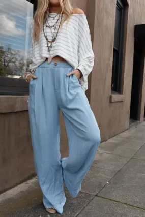 City Sway Wide Leg Denim Pants - Blue