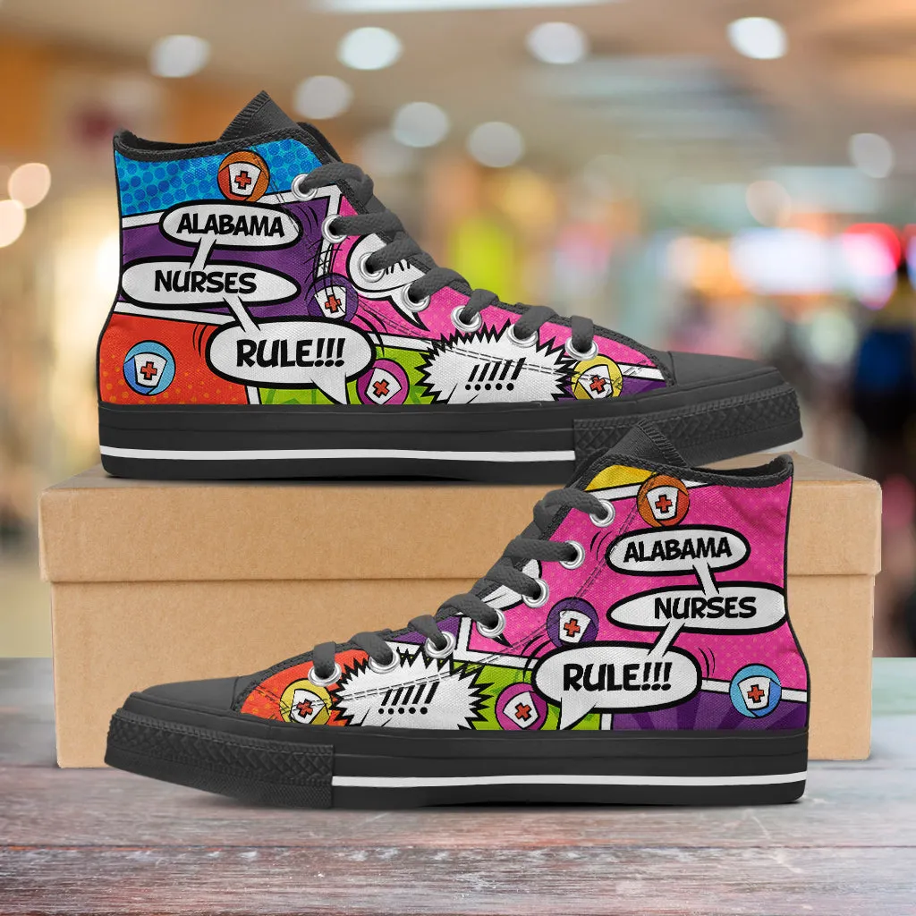 Comic Alabama Nurse High Top Shoes Black