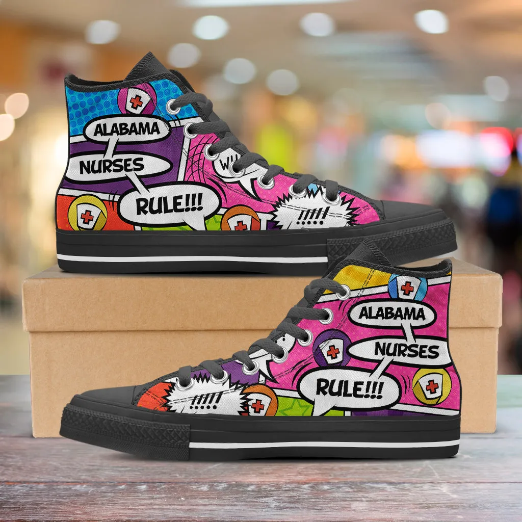 Comic Alabama Nurse High Top Shoes Black