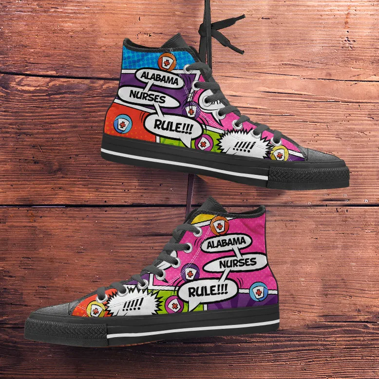 Comic Alabama Nurse High Top Shoes Black