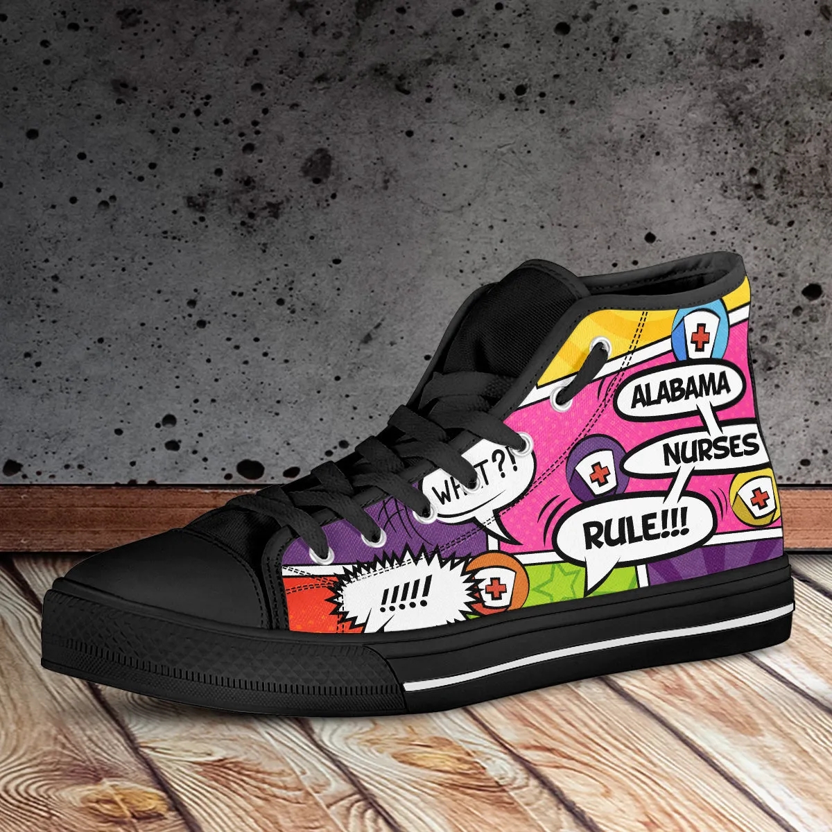 Comic Alabama Nurse High Top Shoes Black