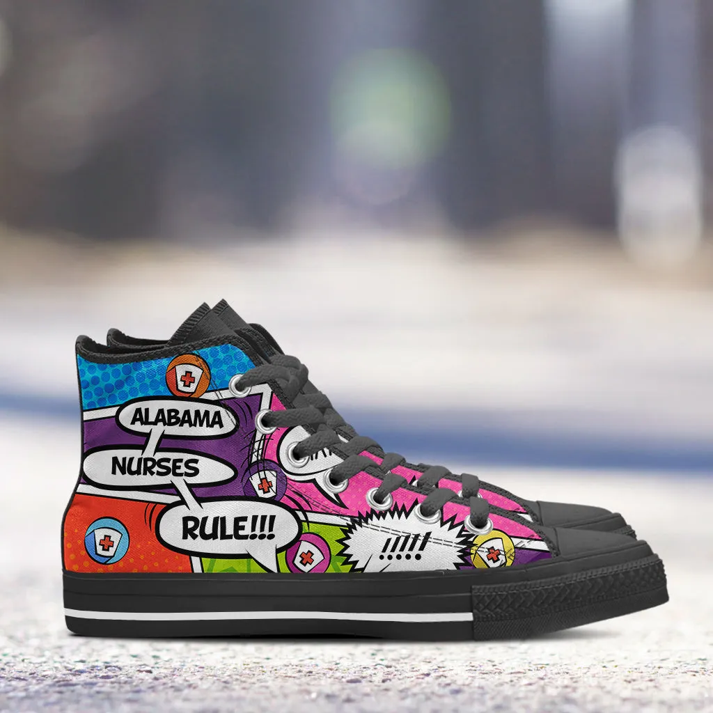 Comic Alabama Nurse High Top Shoes Black