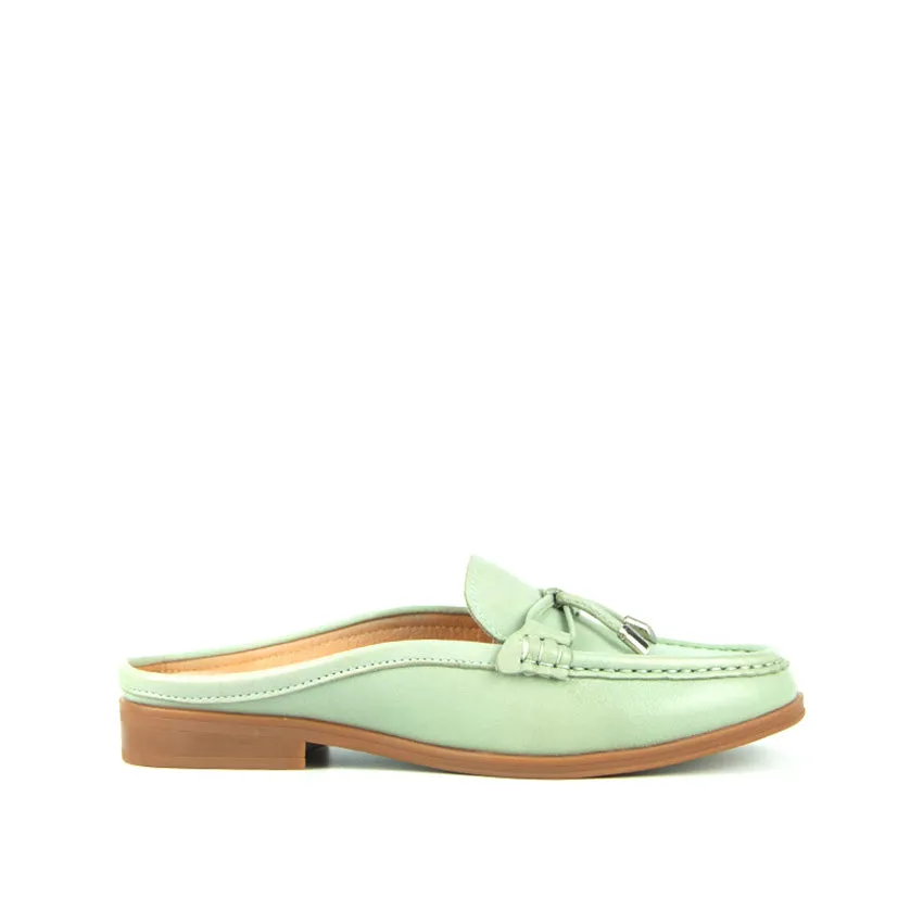 Courtney Mule Women's Shoes - Mint Green Leather