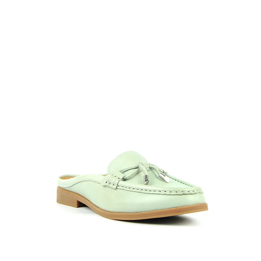 Courtney Mule Women's Shoes - Mint Green Leather