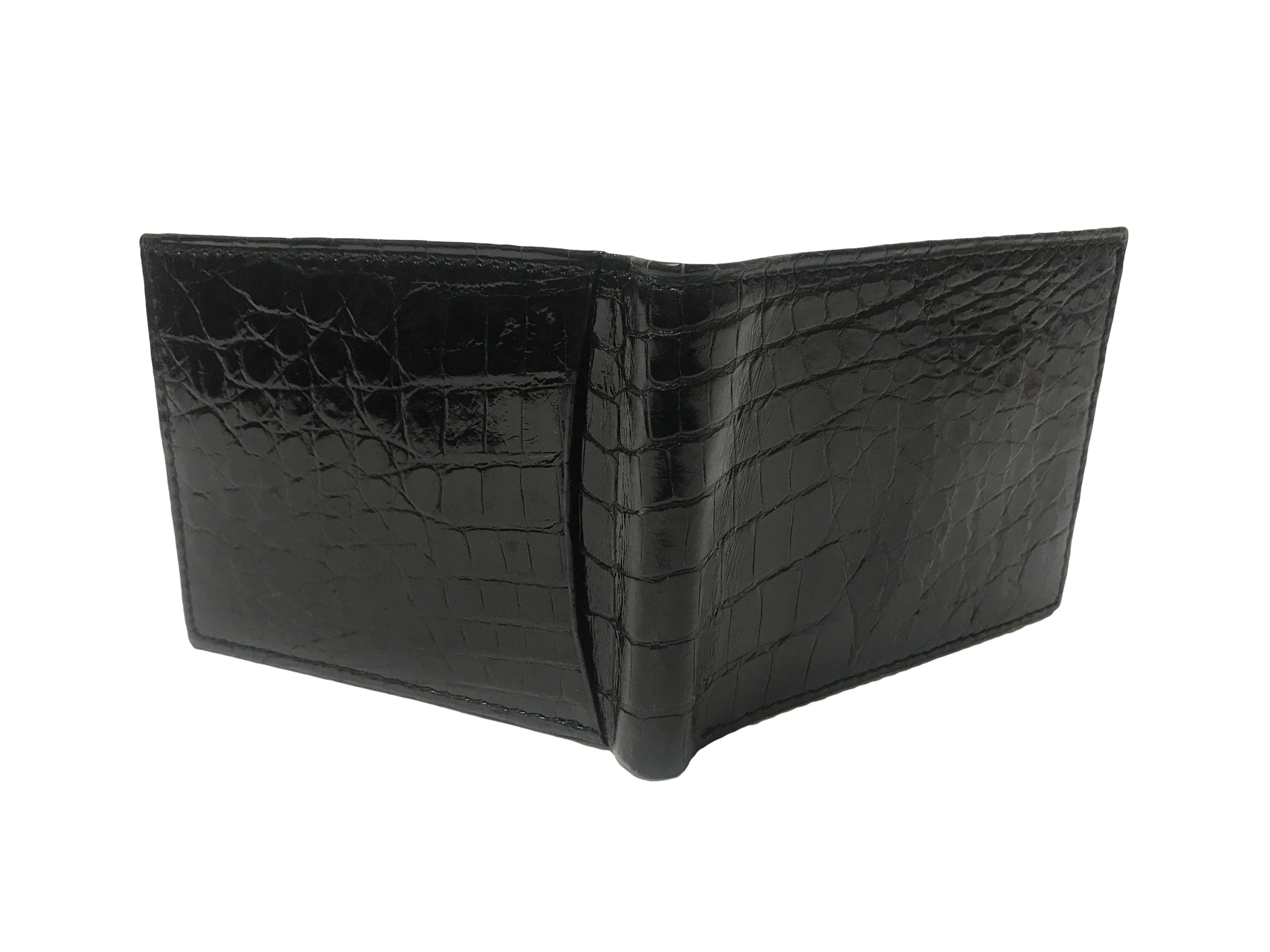 Crocodile Skin Billfold Wallet Black