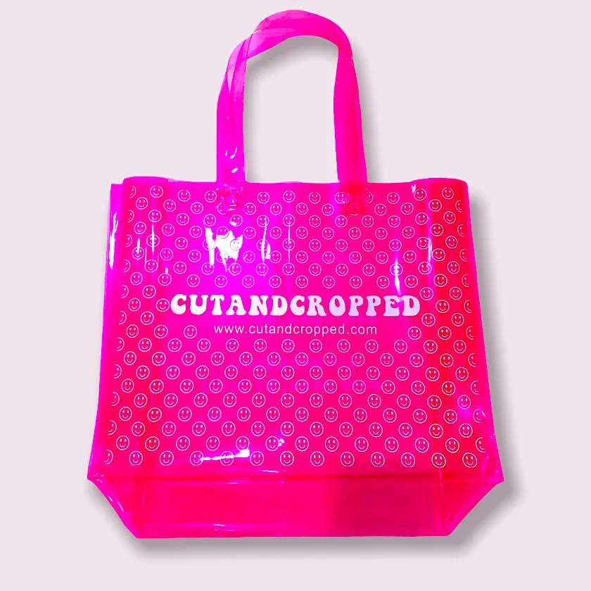 CUTANDCROPPED Large Pink Plastic Tote