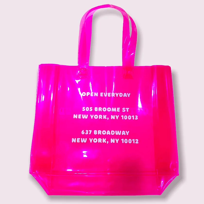 CUTANDCROPPED Large Pink Plastic Tote