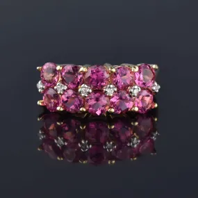 Diamond Pink Tourmaline Double Row Ring