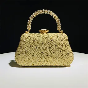 Elora Crystal Clutch in Gold