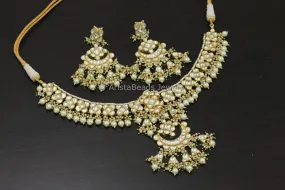 Fine Pachi Kundan Necklace Set - Clear