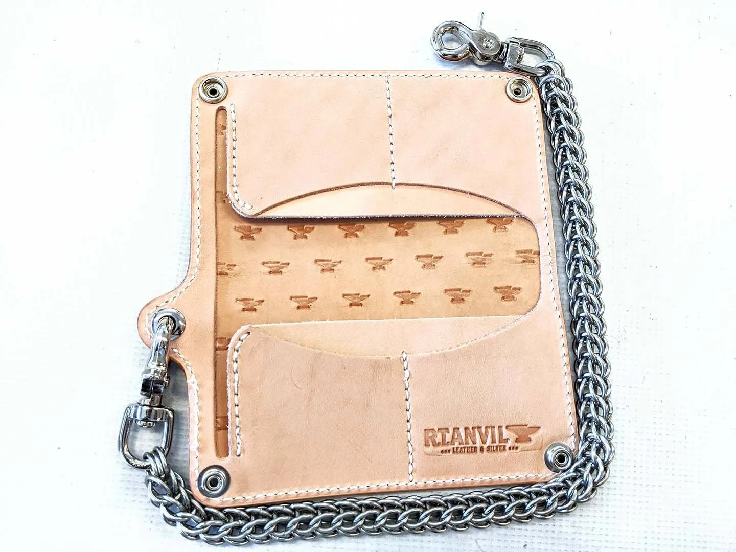 Gen 3 Long Biker Leather Chain Wallet - Natural Cowhide