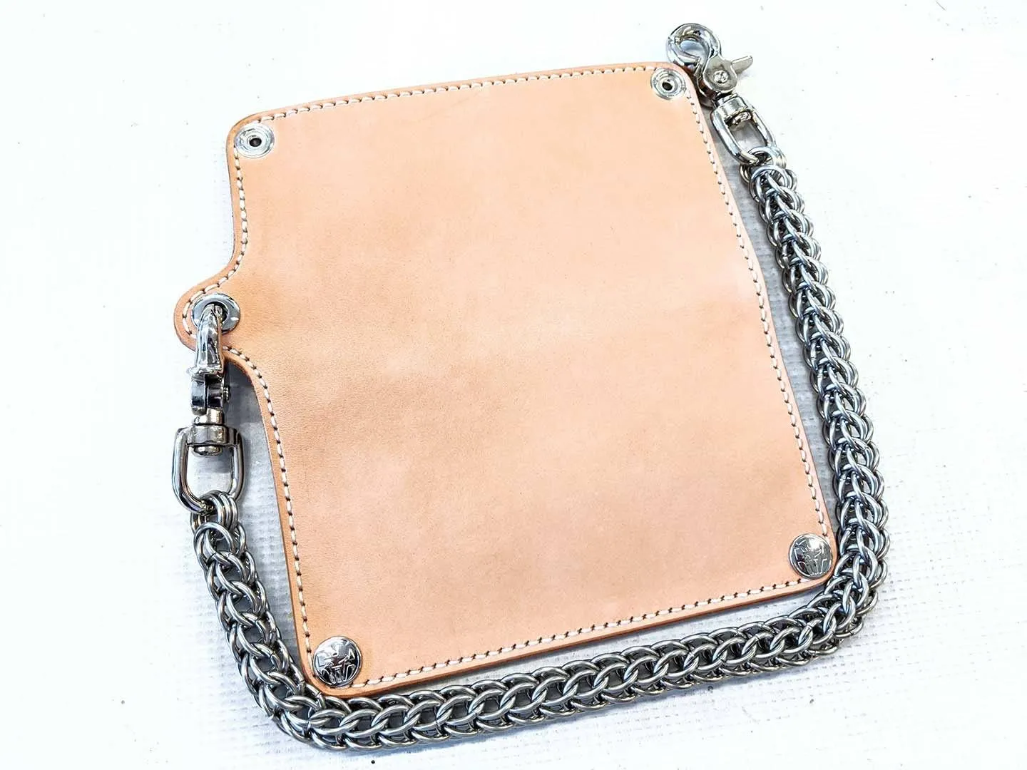 Gen 3 Long Biker Leather Chain Wallet - Natural Cowhide