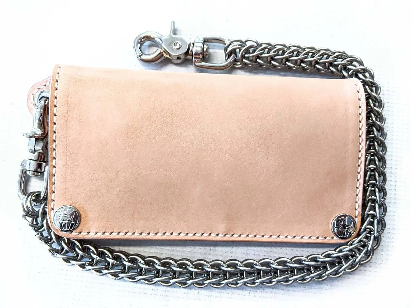 Gen 3 Long Biker Leather Chain Wallet - Natural Cowhide