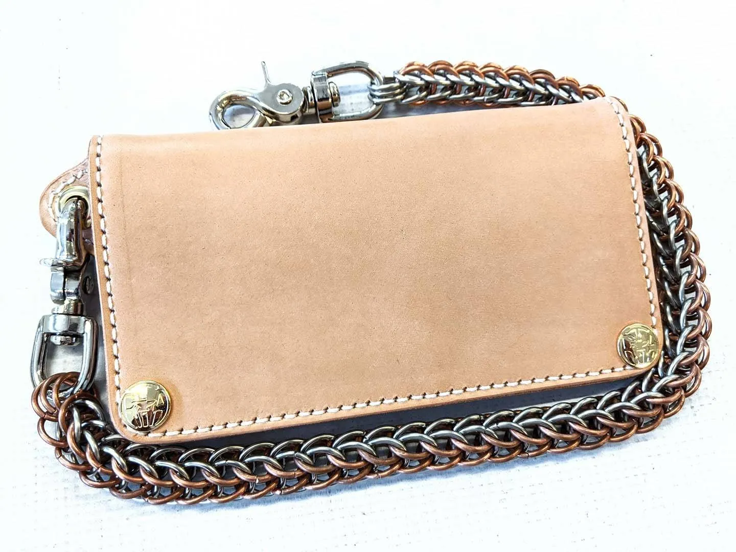 Gen 3 Long Biker Leather Chain Wallet - Natural Cowhide