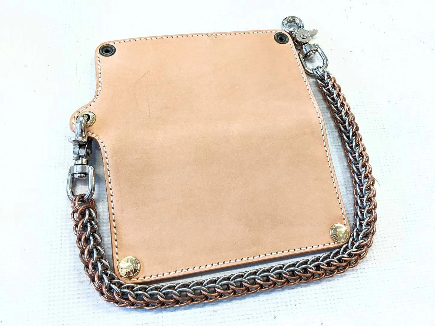 Gen 3 Long Biker Leather Chain Wallet - Natural Cowhide