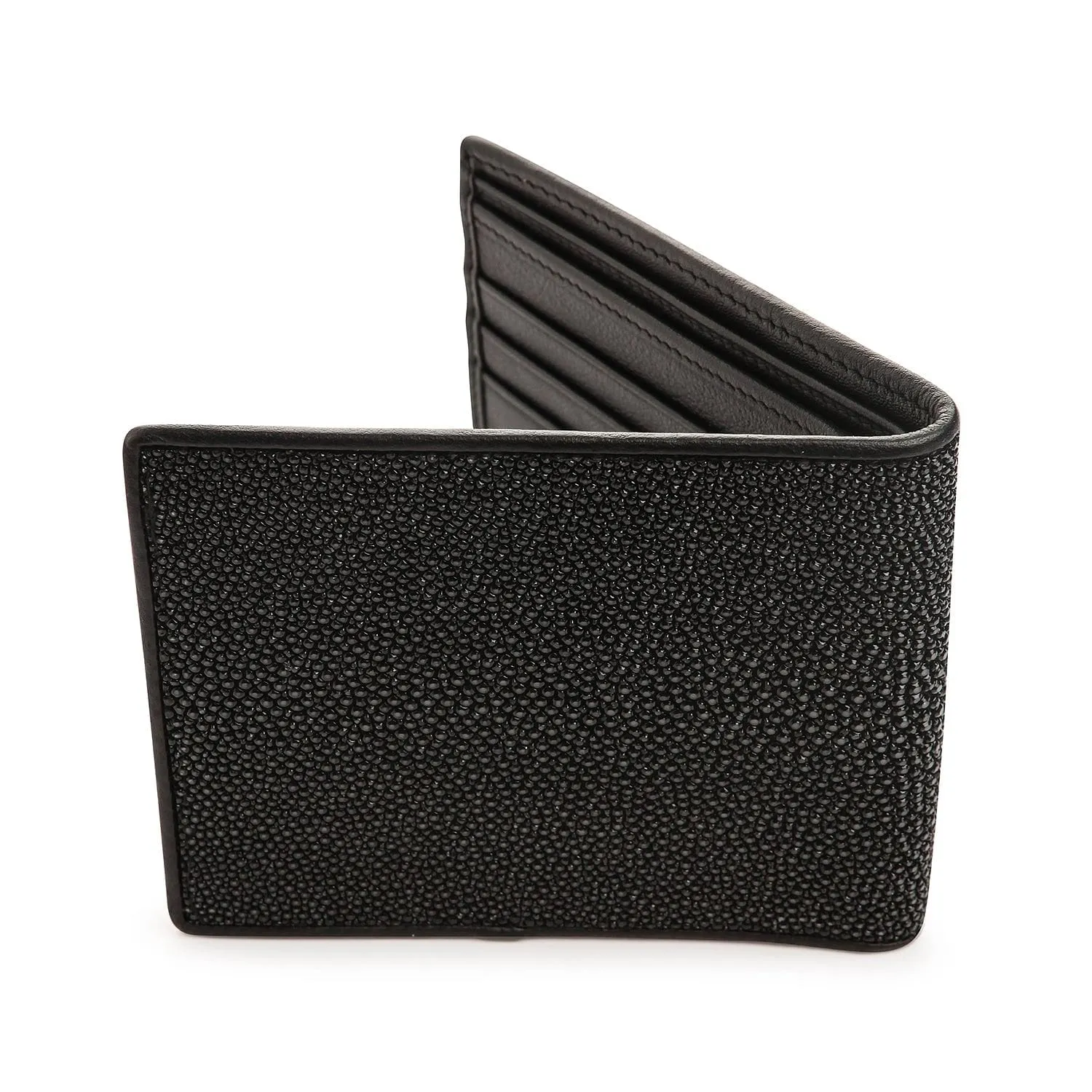 Genuine Black Polished Stingray Leather Wallet