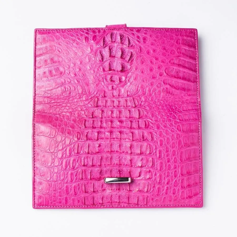 Genuine Rich Pink Crocodile Hornback Skin Long Wallet