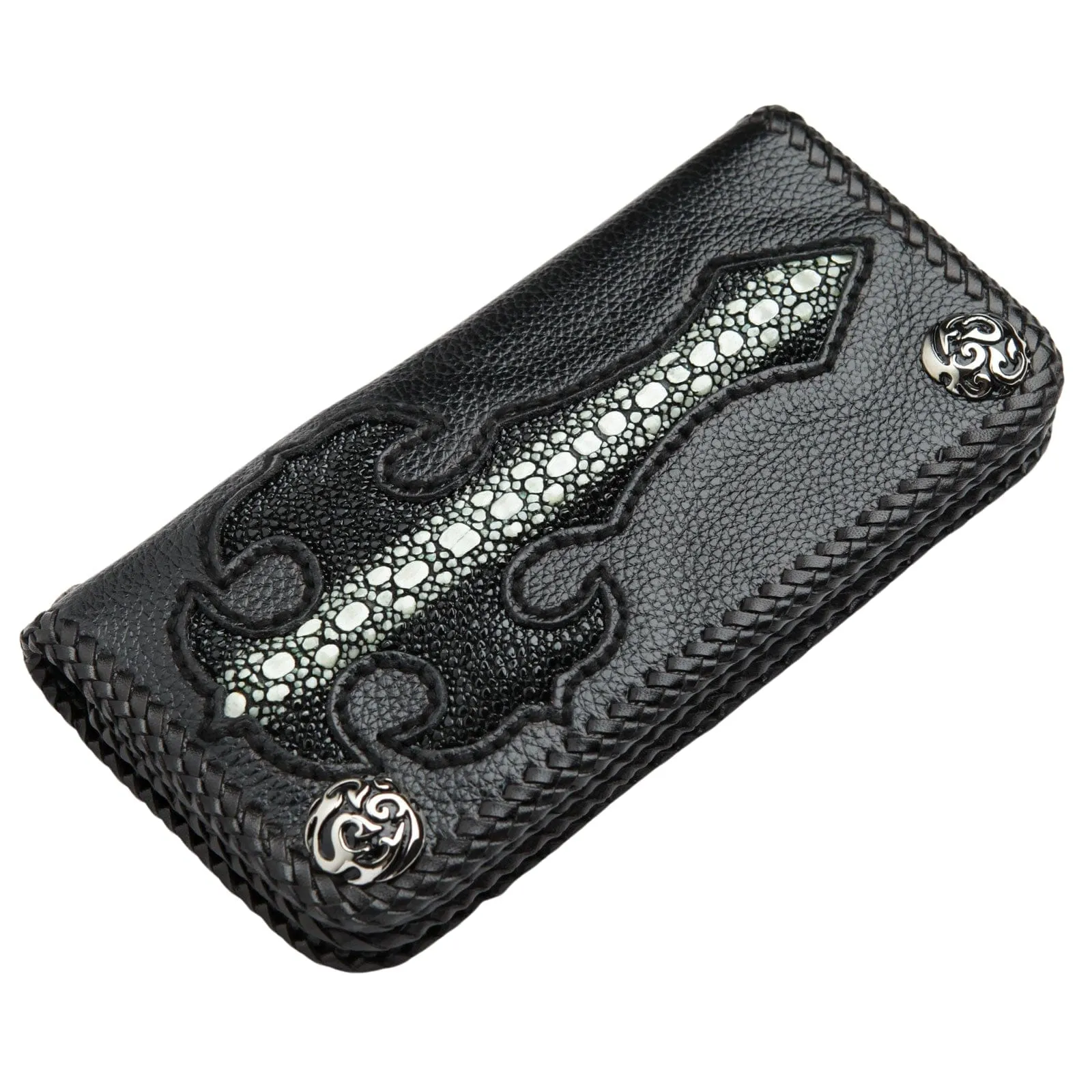 Gothic Cross Leather Biker Wallet