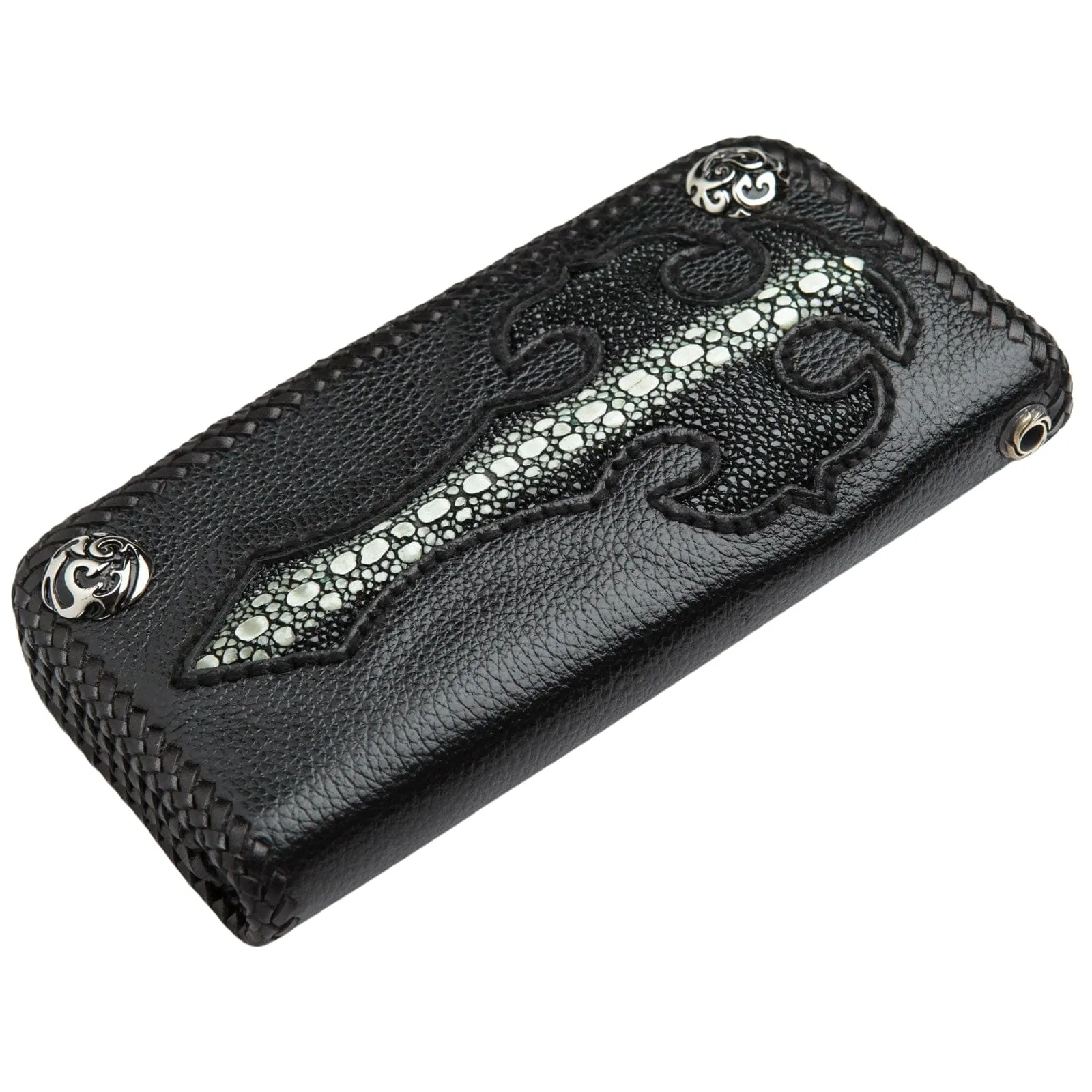 Gothic Cross Leather Biker Wallet