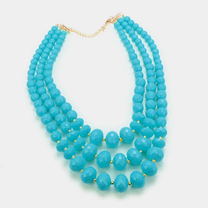 iLLASPARKZ 3-Layer Faceted Large Bead Bib Necklace