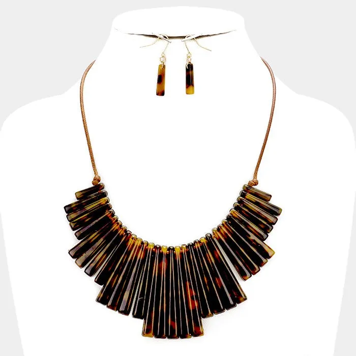 iLLASPARKZ Celluloid tortoise bar fan bib necklace