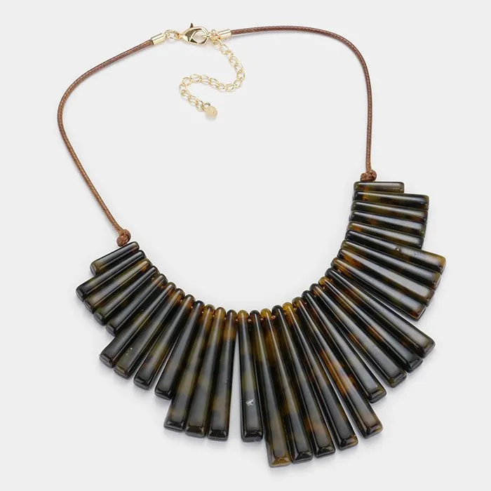 iLLASPARKZ Celluloid tortoise bar fan bib necklace