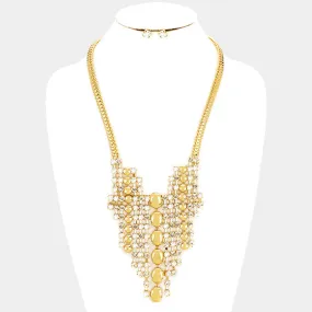 iLLASPARKZ Crystal & metal fringe bib necklace