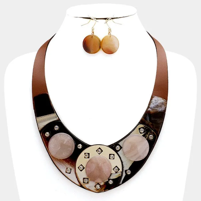 iLLASPARKZ Faux leather back celluloid necklace